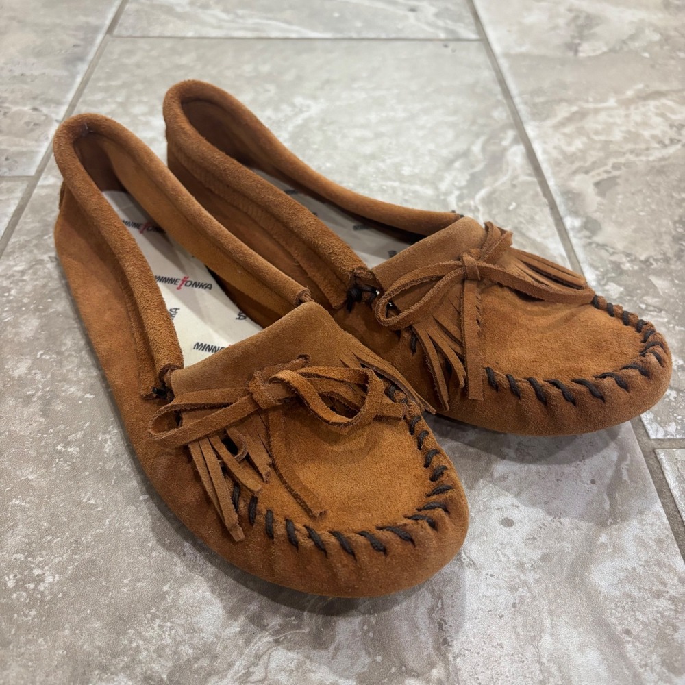 Minnetonka Womens Brown Suede Fringe Moccasin Slip On Flat Shoes
9.5‎ - Picture 2 of 9